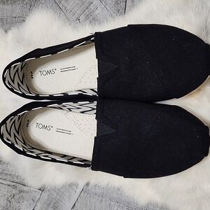 Toms Black Canvas Slip-On Loafers